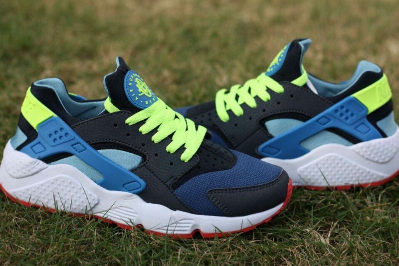 2015 Hot Nike Air Huarache Deep Blue Fluorscent Green Womens Shoes - Click Image to Close