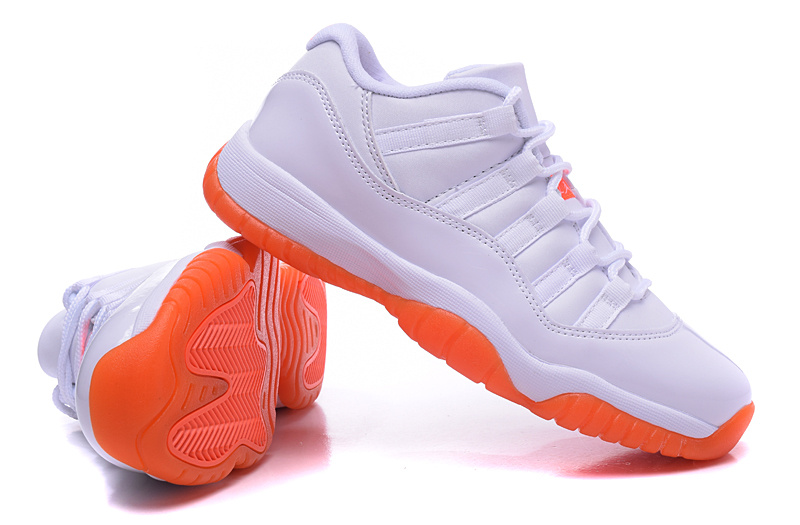 New Air Jordan 11 White Orange Shoes For Women - Click Image to Close