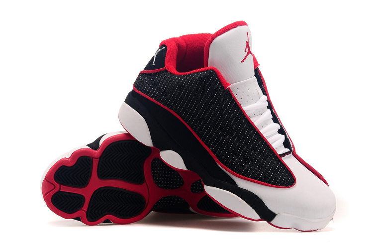 Nike Air Jordan 13 Low Black White Red Shoes - Click Image to Close