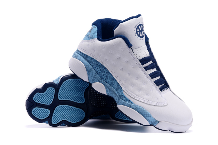 Nike Air Jordan 13 Low White Blue Shoes - Click Image to Close