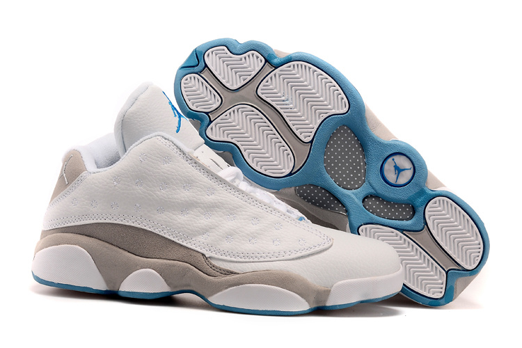 Nike Air Jordan 13 Low White Grey Blue Shoes - Click Image to Close