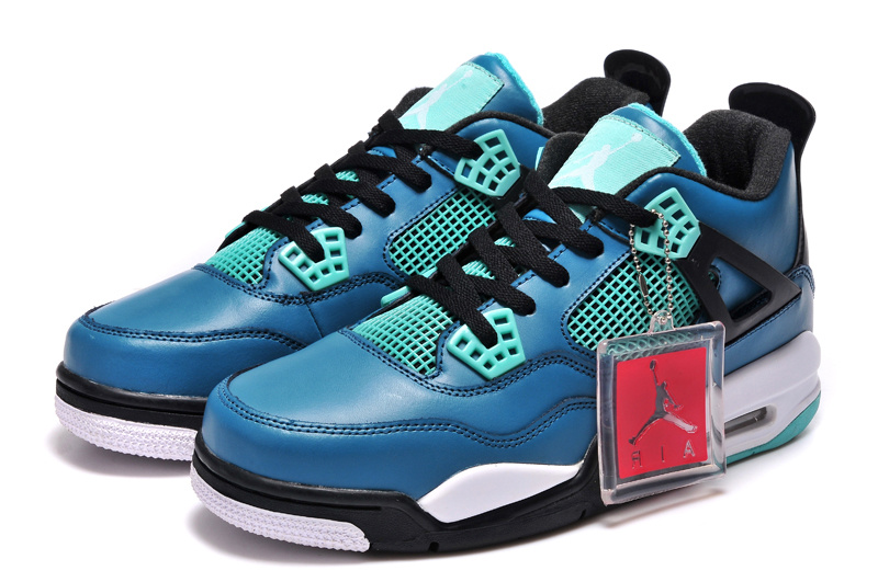 Nike Jordan 4 Retro Basketball Shoes Black Jade Blue