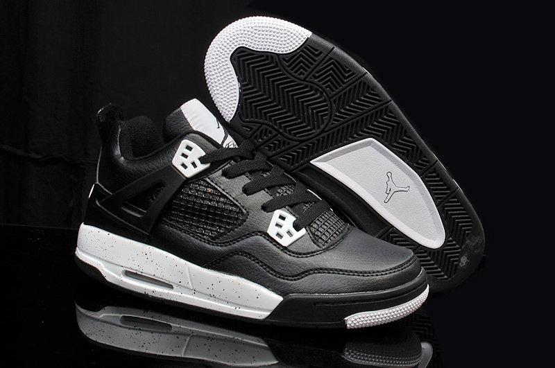 Nike Jordan 4 Retro Shoes Black White For Women