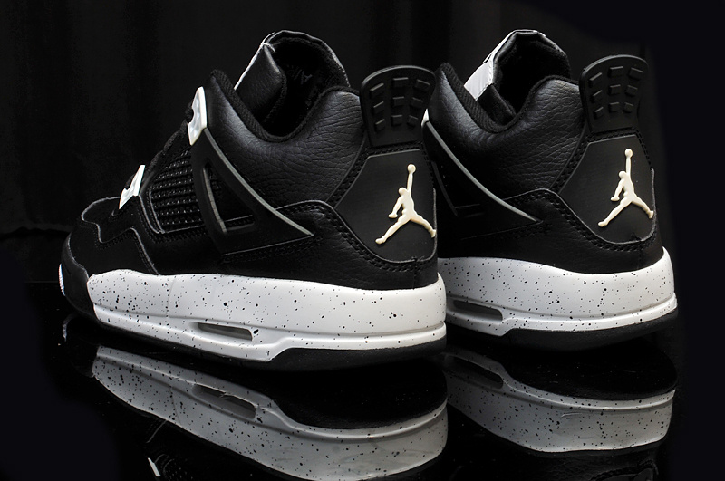Nike Jordan 4 Retro Shoes Black White For Women