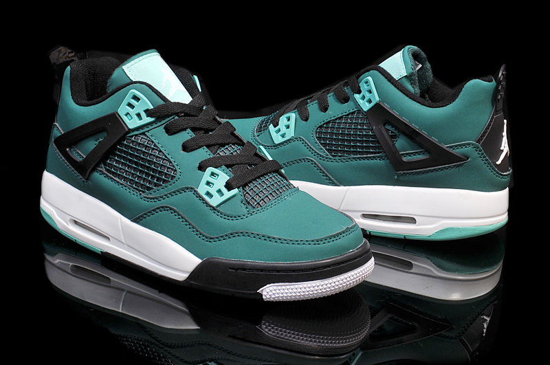 Nike Jordan 4 Retro Shoes Green Black White For Women