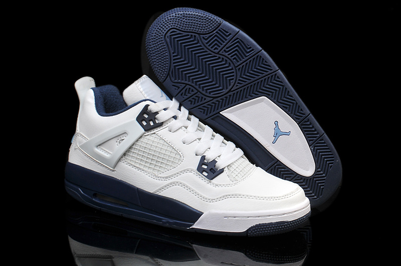 Nike Jordan 4 Retro Shoes White Blue For Women - Click Image to Close