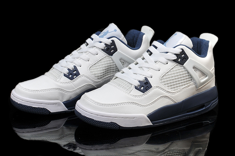 2015 Jordan 4 Retro Shoes White Blue - Click Image to Close