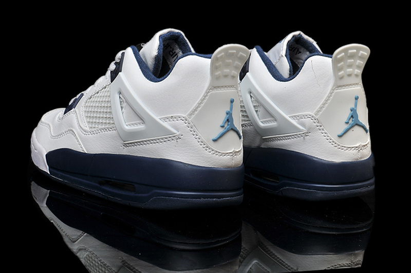 2015 Jordan 4 Retro Shoes White Blue - Click Image to Close