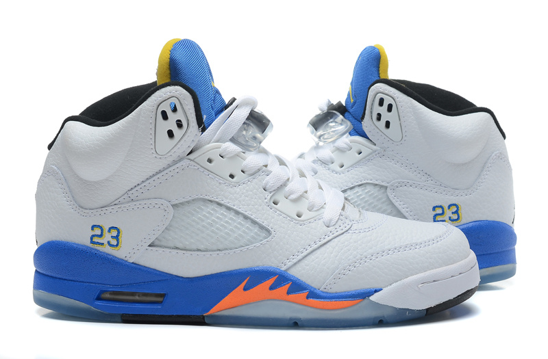 2015 Nike Air Jordan 5 Retro White Blue Orange