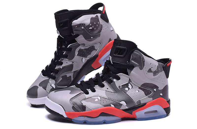 New Air Jordan 6 Lover Army Grey Red Black Shoes - Click Image to Close