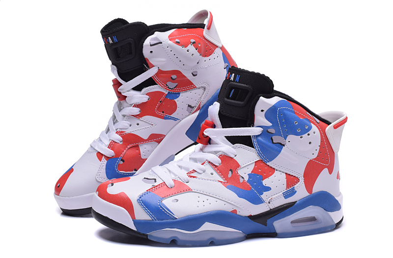 New Air Jordan 6 Lover White Red Blue Shoes - Click Image to Close