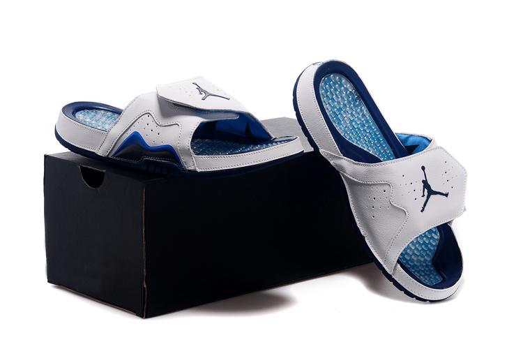 Nike Jordan 7 Hydro Hare White Blue Black Sandal For Women - Click Image to Close