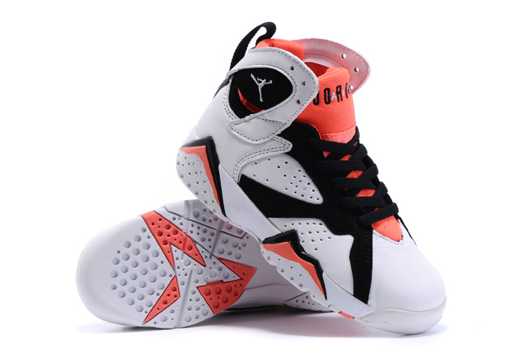 2015 Nike Kids Air Jordan 7 Retro White Black Red Shoes