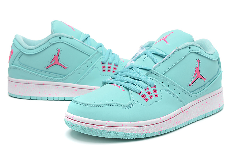 New 2015 Nike Air Jordan 1 Flight Low Green Pink Shoes - Click Image to Close