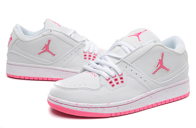 New 2015 Nike Air Jordan 1 Flight Low White Pink Shoes - Click Image to Close