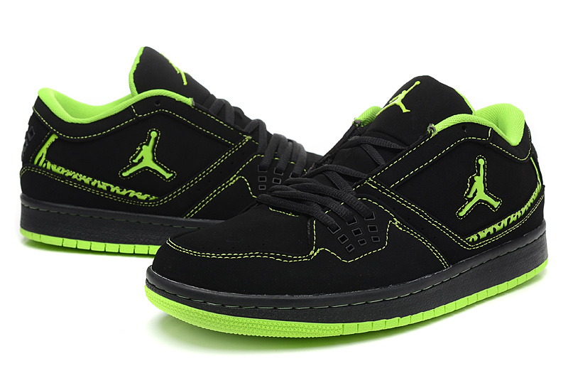 Latest Nike Air Jordan 1 Low Black Green Shoes - Click Image to Close