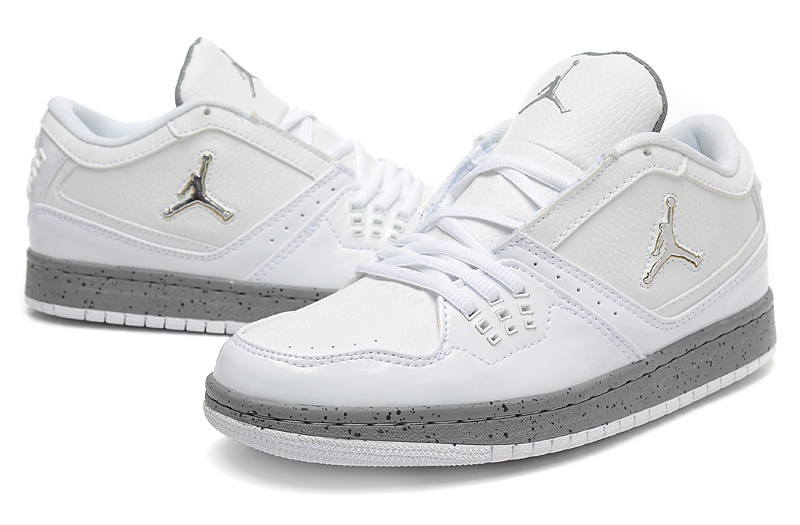Latest Nike Air Jordan 1 Low White Grey Shoes - Click Image to Close