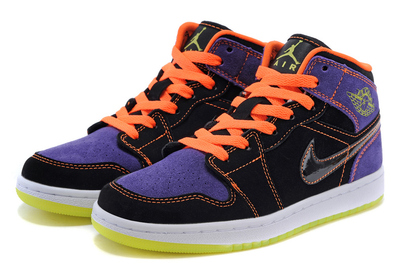 Latest Nike Air Jordan 1 Retro Purple Black Orange Shoes