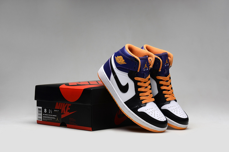 2015 Nike Air Jordan 1 Retro White Orange Blue Shoes