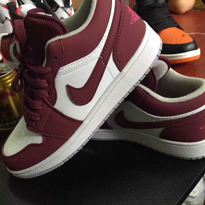 2015 Nike Air Jordan 1 Retro White Wine Red Shoes - Click Image to Close