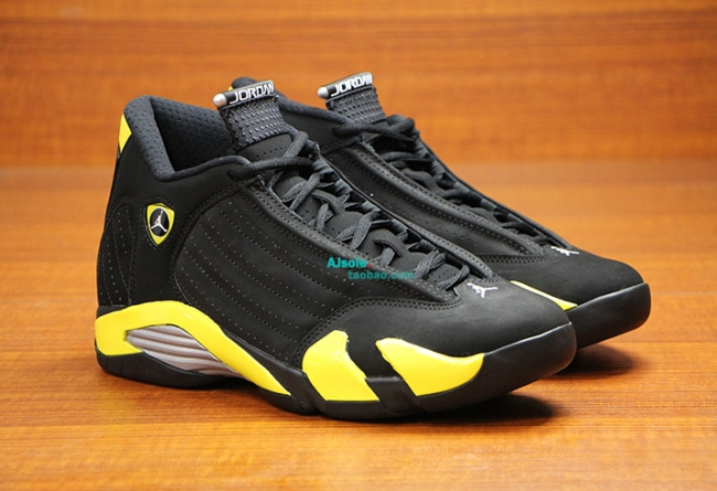 New Nike Air Jordan 14 Retro Black Yellow Shoes - Click Image to Close