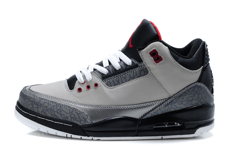 New 2015 Nike Air Jordan 3 Retro Grey Black Red Women's Shoes - Click Image to Close