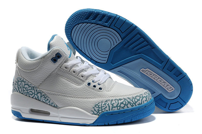 New 2015 Nike Air Jordan 3 Retro Grey Blue Women's Shoes