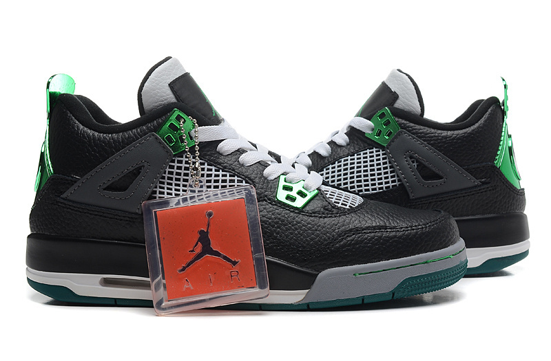 2015 Nike Air Jordan 4 Black Green Lover Shoes