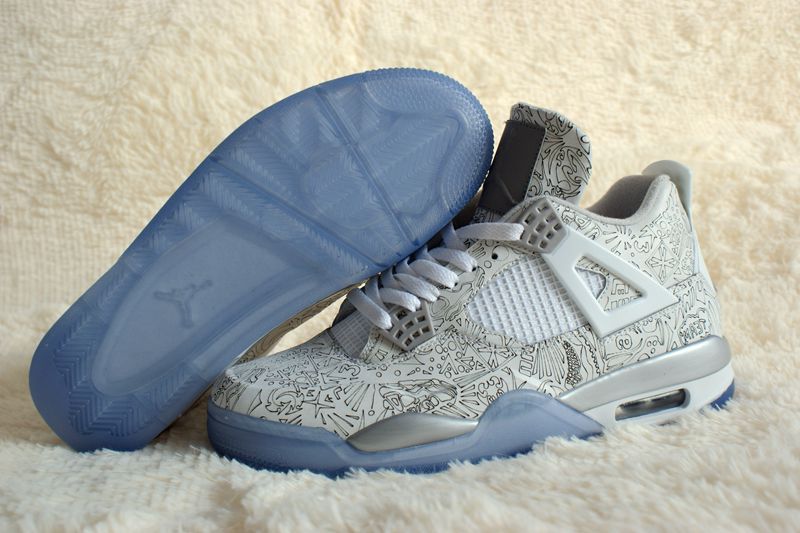 New Nike Air Jordan 4 Retro White Silver Shoes - Click Image to Close