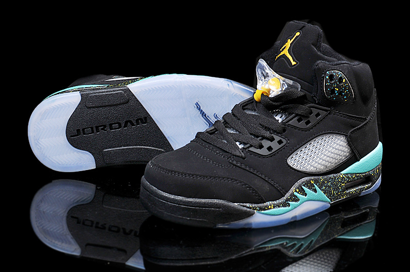 2015 Nike Air Jordan 5 Retro Black Green Shoes