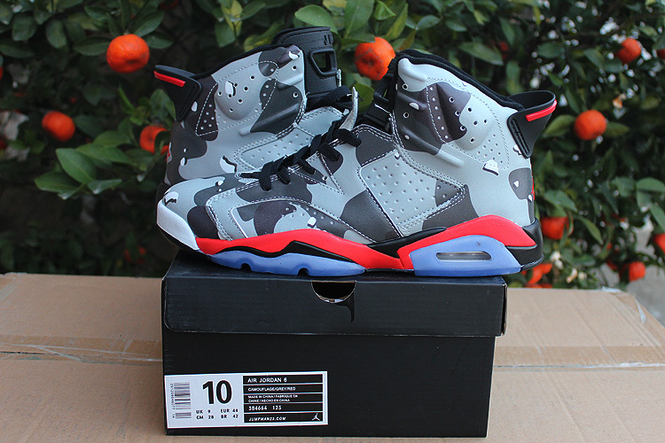 2015 New Nike Air Jordan 6 Retro Grey Black Red Shoes