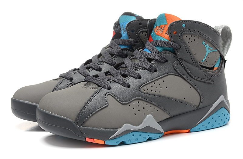 New Nike Air Jordan 7 Retro Grey Black Blue Shoes - Click Image to Close