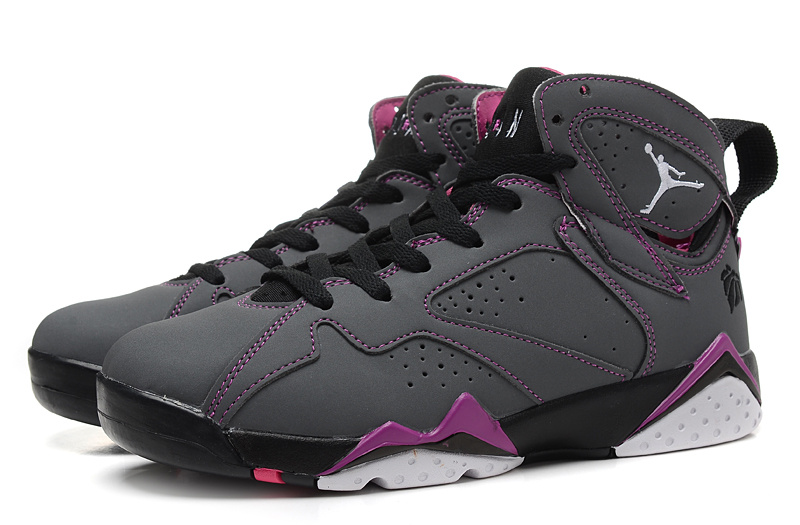 New 2015 Nike Air Jordan 7 Retro Grey Black Purple Women Shoes