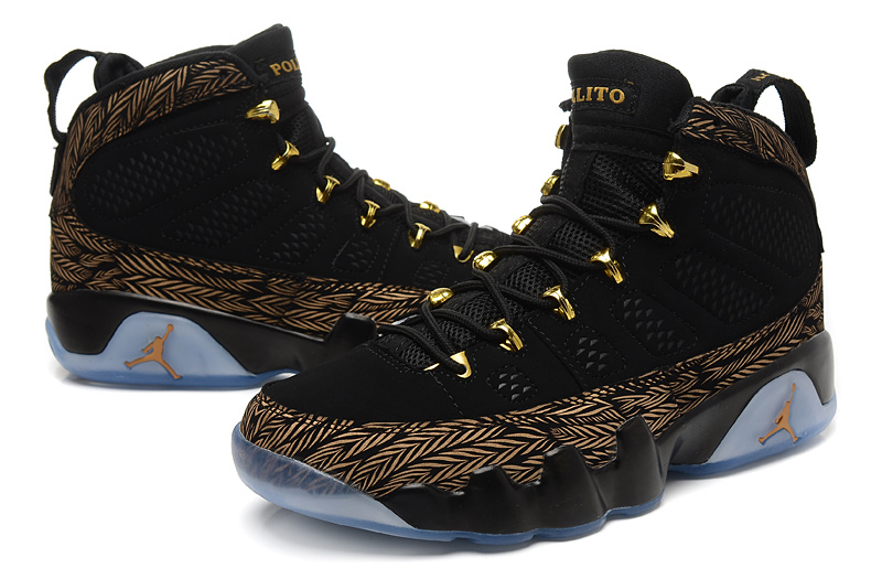 New Nike Air Jordan 9 Retro Black Gold Shoes