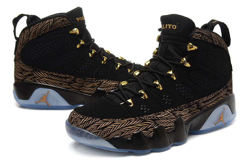 New Nike Air Jordan 9 Retro Black Gold Shoes - Click Image to Close