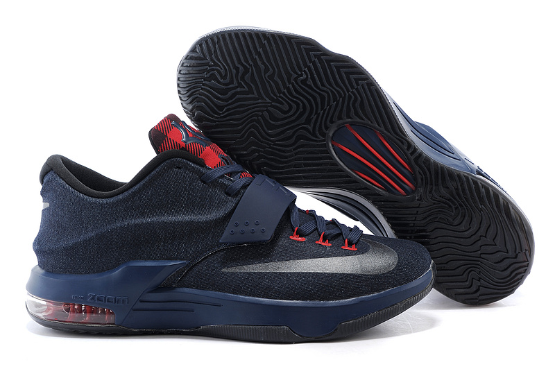 2015-New Kevin Durant 7 Deep Blue Red Basketball Shoes