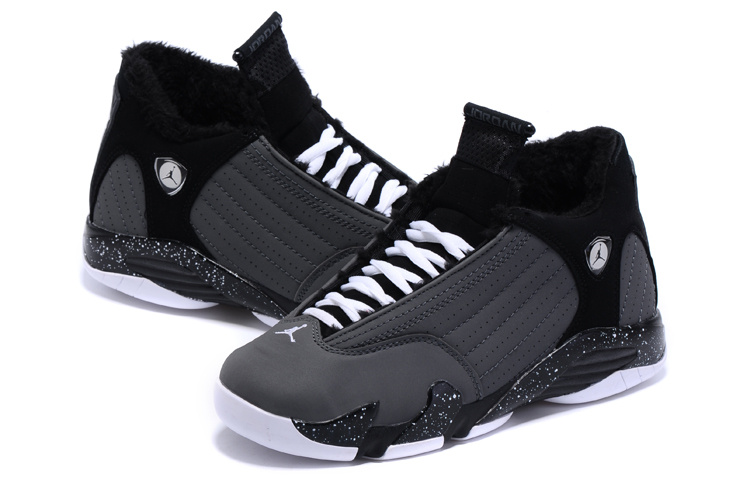 2015 Nike Lover Air Jordan 14 Retro Wool Black Grey Shoes