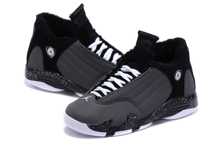 2015 Nike Lover Air Jordan 14 Retro Wool Black Grey Shoes - Click Image to Close