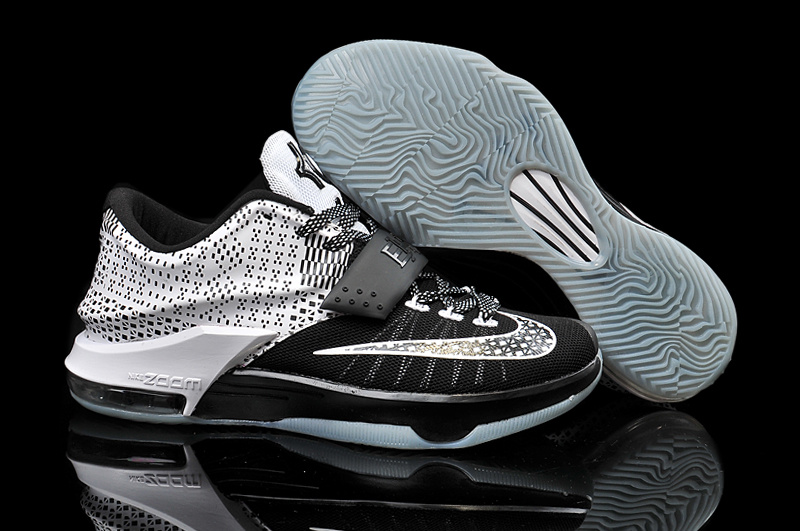 2015 Nike KD 7 Black White Basketball Shoes - Click Image to Close
