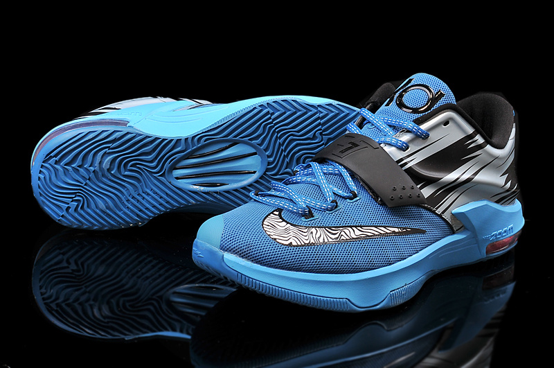 2015 Nike KD 7 Blue Black Grey Basketball Shoes