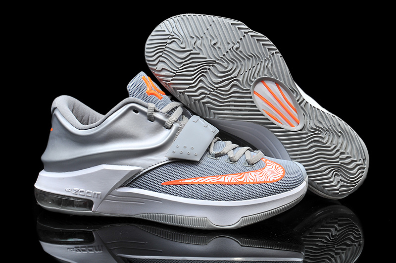 2015 Nike KD 7 Grey Orange Basketball Shoes - Click Image to Close