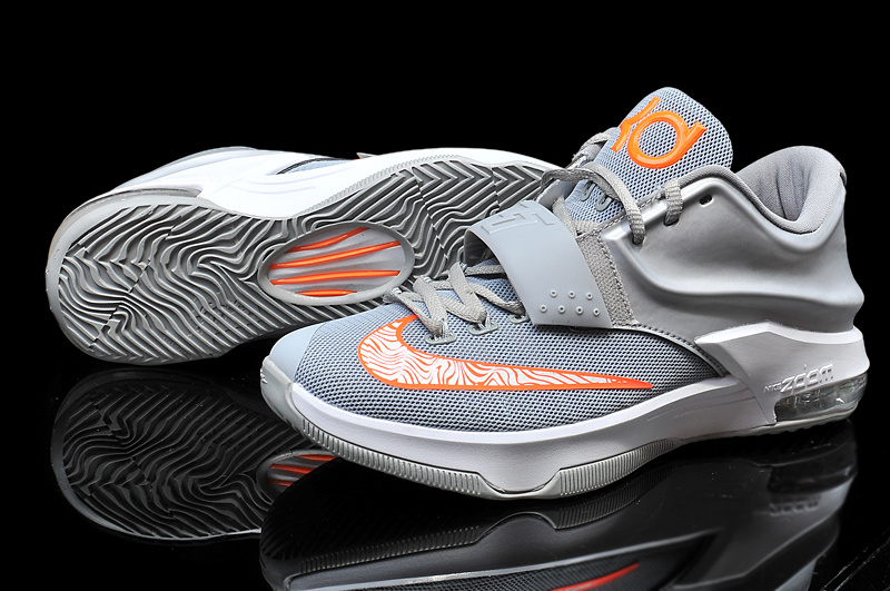 2015 Nike KD 7 Grey Orange Basketball Shoes