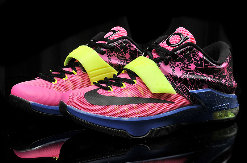 2015 Nike KD 7 Pink Black Blue Basketball Shoes