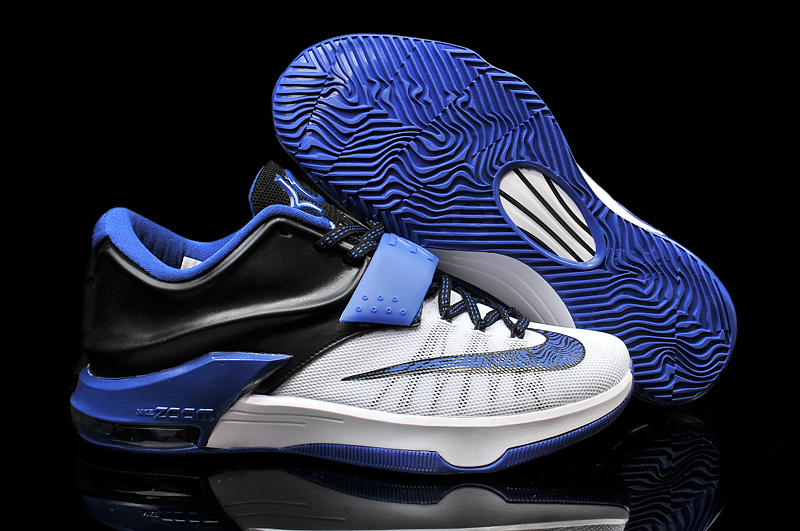 2015 Nike KD 7 White Blue Black Basketball Shoes - Click Image to Close