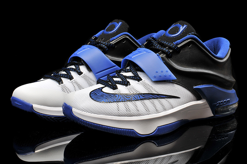 2015 Nike KD 7 White Blue Black Basketball Shoes