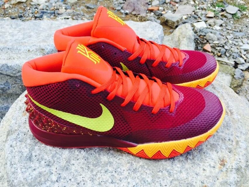 2015 Nike Kyrie 1 Wine Red Orange Yellow Basketball Shoes