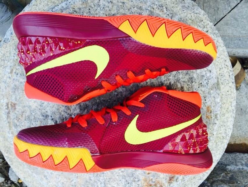 2015 Nike Kyrie 1 Wine Red Orange Yellow Basketball Shoes - Click Image to Close