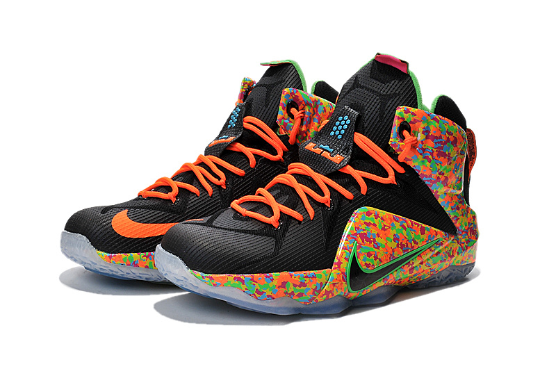 2015 Nike Lebron 12 Fruit Orange Black Shoes - Click Image to Close