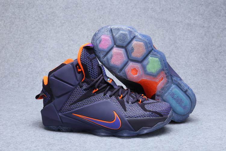 2015 Nike Lebron James 12 Black Purple Orange Shoes - Click Image to Close