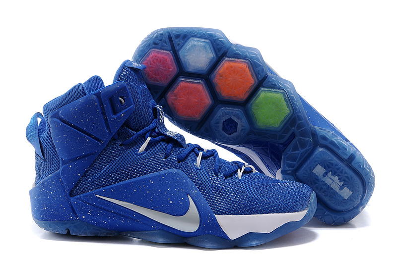 2015 Nike Lebron James 12 Blue White Logo Shoes - Click Image to Close